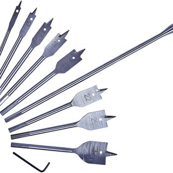 8pc Flat wood Bit set + 12" Extension