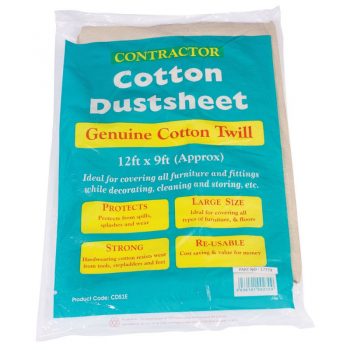 Heavy Duty Cotton Twill Dust Sheet 12ft x 9ft Gallery Image 0